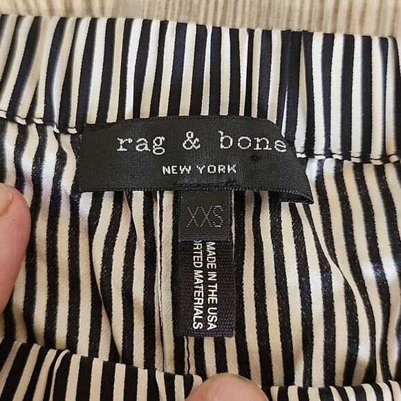 Rag & Bone Black and White Striped Off The Shoulder Silk Top, Women's XXS - Picture 3 of 9